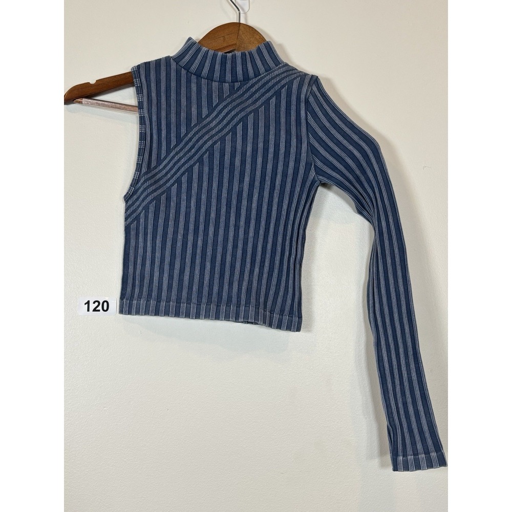 Zara Asymmetrical Blue Striped Bodysuit Size XS- S - Picture 2 of 4